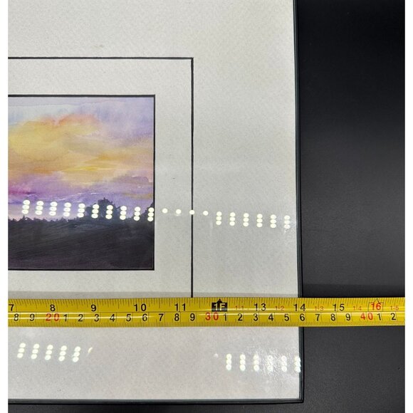 Watercolor Painting Evening Sky Purple Yellow Signed Original Wall Art J Scott - Picture 8 of 9